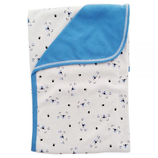 Cobija frazada doble faz para bebé, garritas azul, 75x100cm