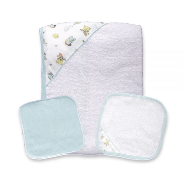Set de toalla para bebé, verde, 90 cm x 60 cm.