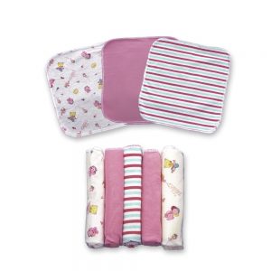 Set X5 pañuelitos multiusos para bebé, rosado, 20 cm x 20 cm