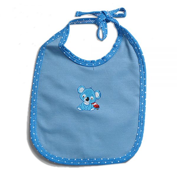 Babero azul para bebé en tela con aplique