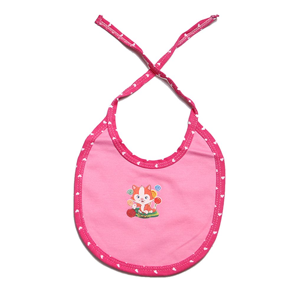 Babero rosa para bebé en tela con aplique - Landi Baby®