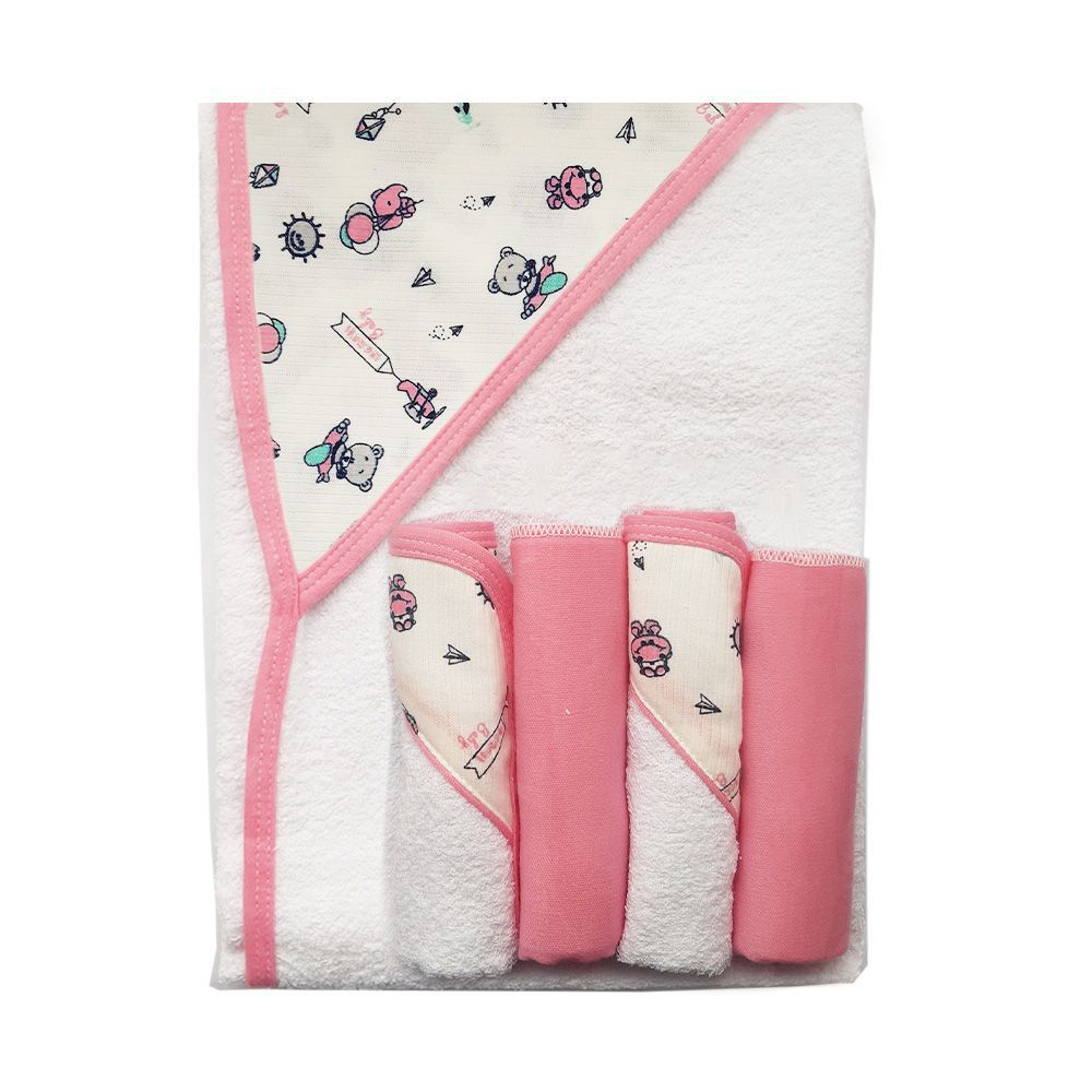 Juego de capa de baño y toallas pequeñas de flores rosa recién