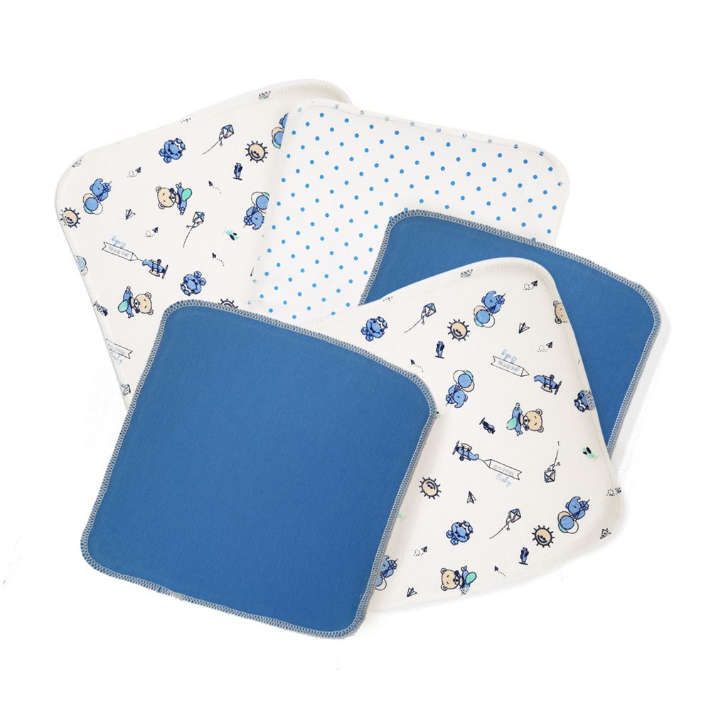 Set de toallita y Babitas para bebé, Azul, 90 cm x 60 cm. - Landi Baby®